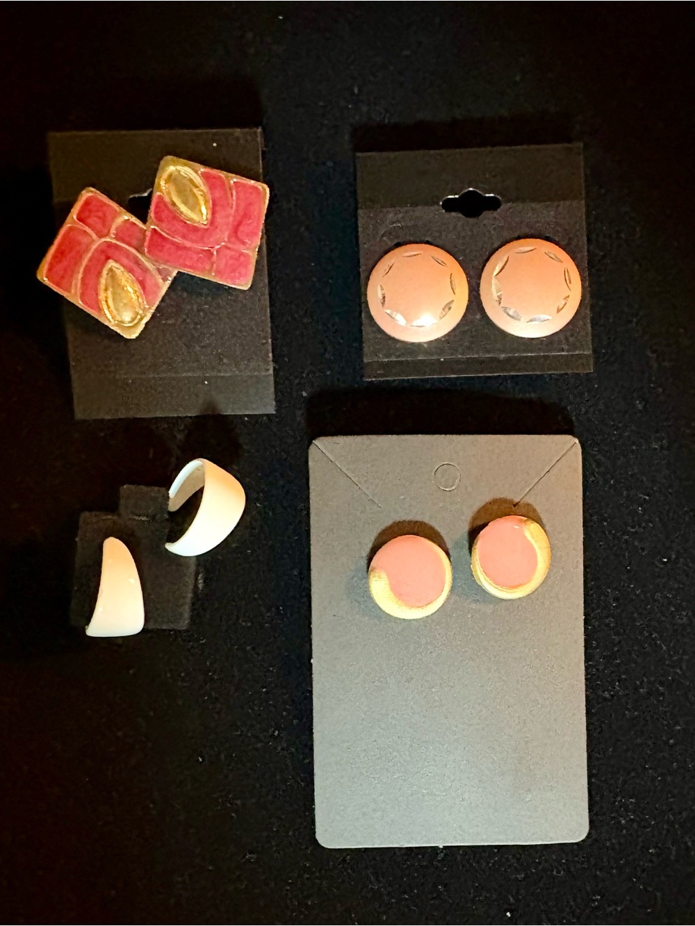 Gold-Trim Pink Button Earrings - Women Accessories
